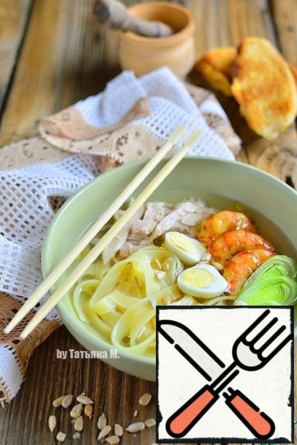Chicken Soup with Noodles and Shrimp Recipe