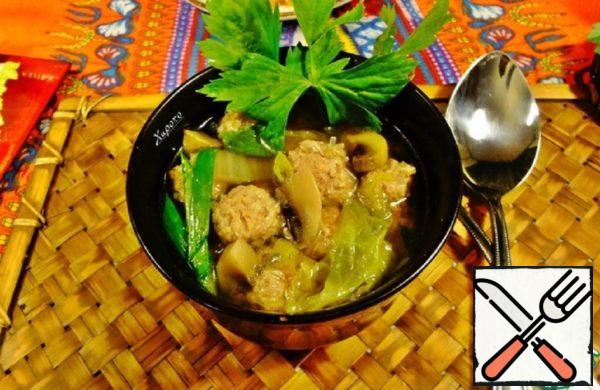 Thai Soup with Pork Meatballs Recipe