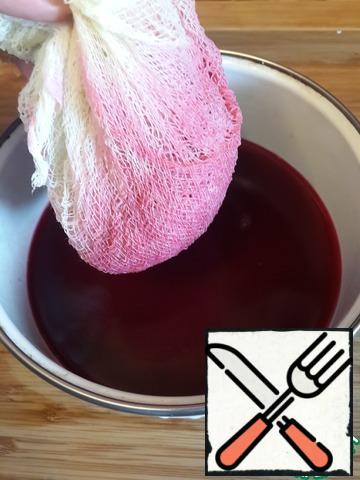Grind the beets in a blender or grate, through a folded cheesecloth to squeeze the juice.