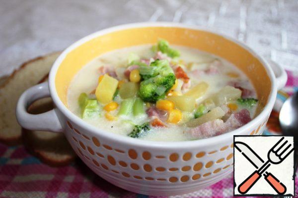 Cream Soup with Broccoli and Bacon Recipe