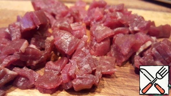 And cut the beef into cubes.
