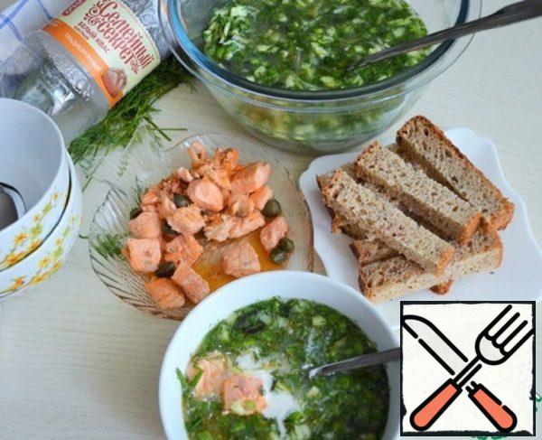 Okroshka Green with Red Fish Recipe