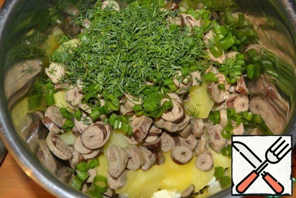 Add the greens and
