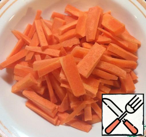 Carrot cut into strips.