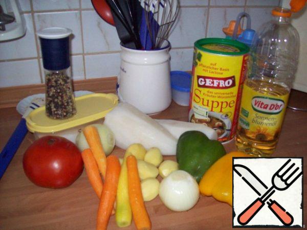 The ingredients we need. Pork can be replaced with other meat. If there is a lamb, take a lamb. In general, you can take meat whatever you want. We always cook from several varieties.
