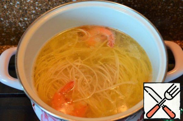 Add out shrimp in soup.