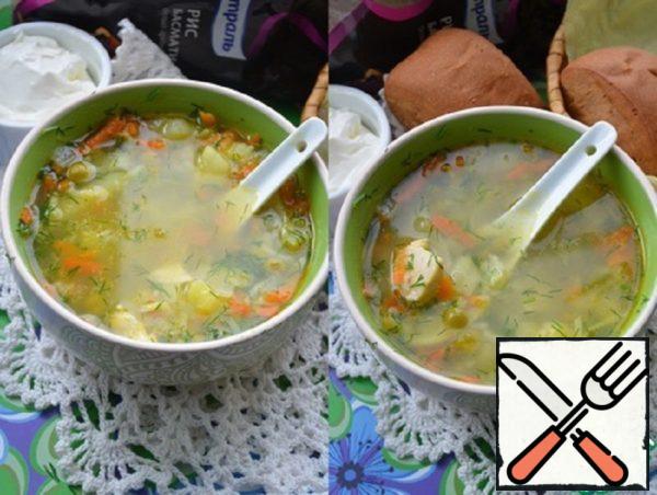 Chicken Soup with Rice and Peas Recipe