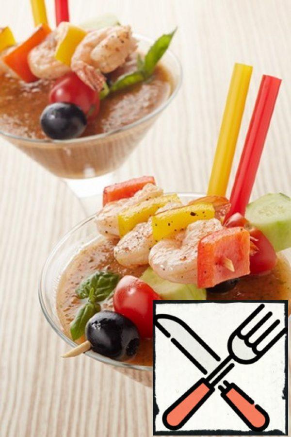 Gazpacho with a Skewer of Shrimp Recipe