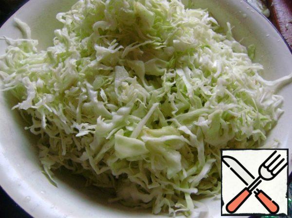 Cabbage finely chopped.