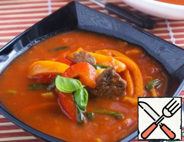 Tomato Soup with Sweet Pepper and Beef Recipe