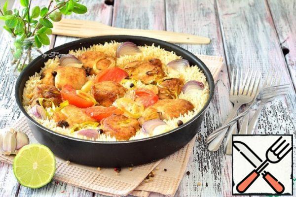 Chicken Breast Baked with Rice and Vegetables Recipe