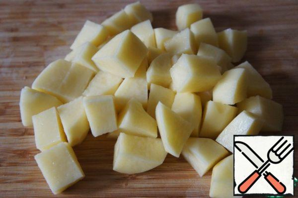 Potatoes cut into cubes.