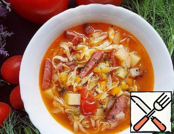 Soup with Sausages and Young Cabbage Recipe