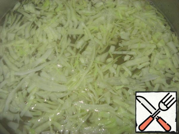 Put finely chopped cabbage in the finished broth. Then add salt to the beans, onions, carrots, beets and cook until tender.

