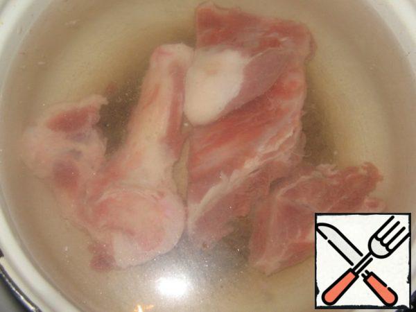 Cook beef broth. I always take meat from bones.