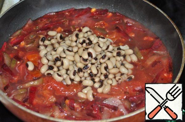 Put beans, stir, simmer for 5 minutes.