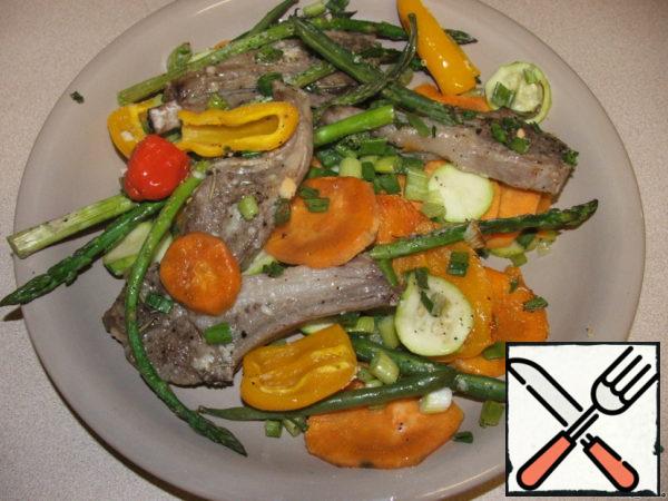 Lamb Ribs baked with Vegetables and Sweet Potatoes Recipe