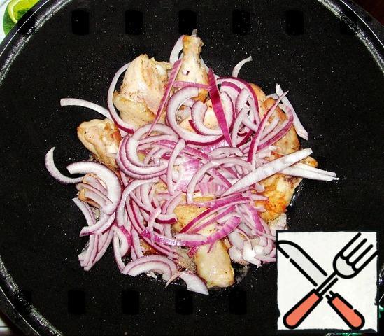 Add the onions. Stir.