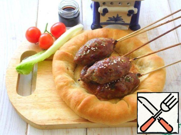 Kebab on a Flat Cake with Rice Recipe
