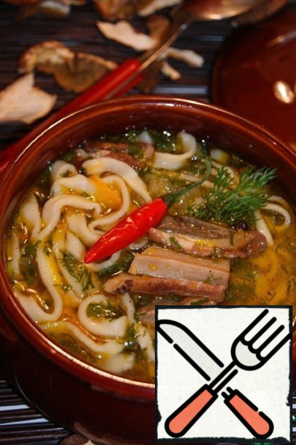 Mushroom Soup with Homemade Noodles Recipe