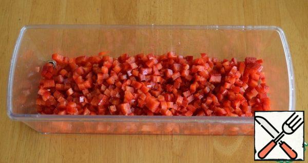 Pepper cut into small cubes.