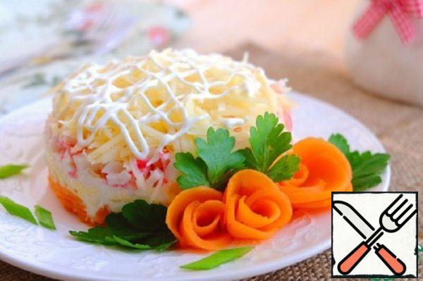 Salad layered "Crab" Recipe