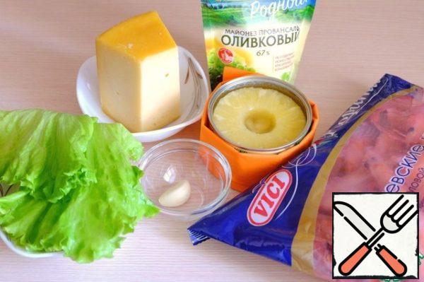 Ingredients for salad preparation.