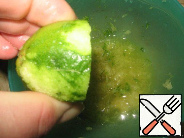 And squeeze the juice out of half the lime.