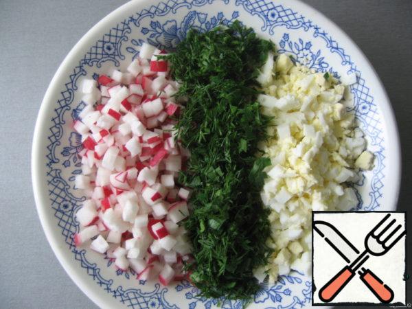 Chop the greens. I had dill and parsley.
