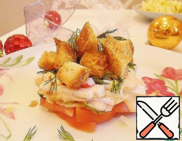 Crispy Salad with Tomatoes and Crab Sticks Recipe