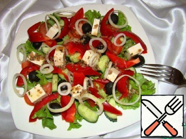 Salad "Greek" with Original Dressing Recipe