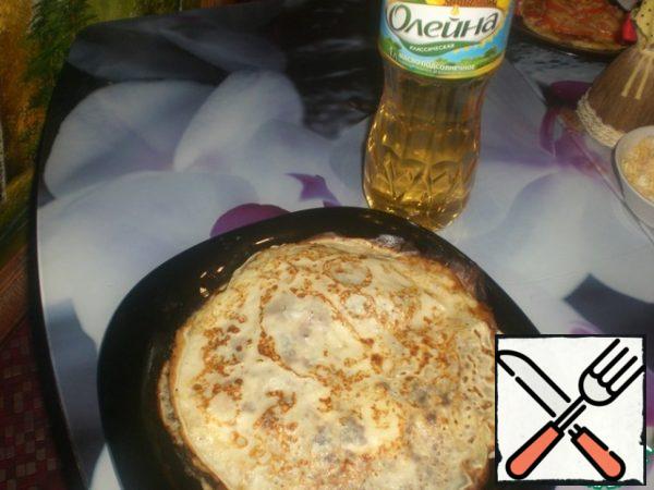 Bake unsweetened pancakes according to your recipe.
