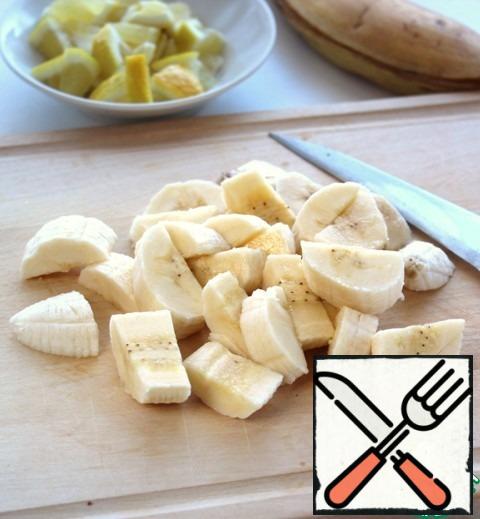 Peel and chop bananas.