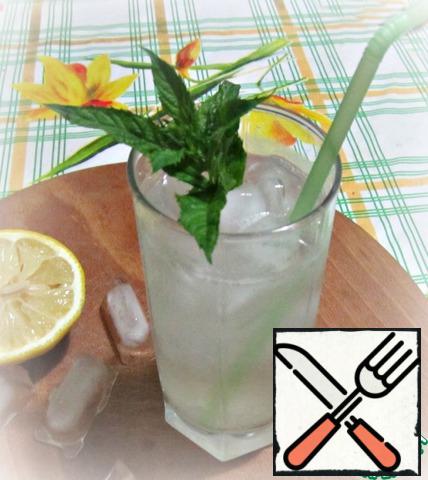 After pouring into a glass of ice, lemon juice and sugar mineral sparkling water, add a sprig of mint and you can enjoy!