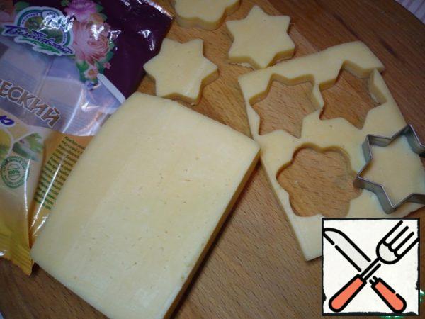 Using a metal cutting element for cookie I cut out cheese base for canapes.
