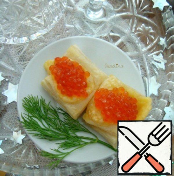 Canapes on Puff Pastry with Caviar Recipe
