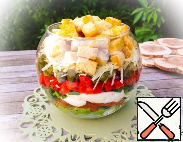 Layer Salad with Croutons Recipe