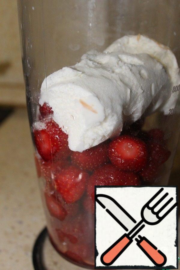 To strawberry add ice cream.