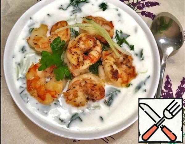 Kefir Soup with Shrimps " Summer" Recipe