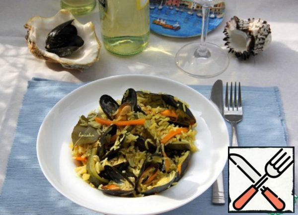 Mussels in Saffron Rice with Vegetables Recipe