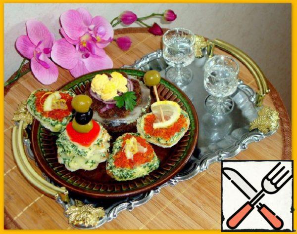 Canapes with Cheese, Herring, Caviar Recipe