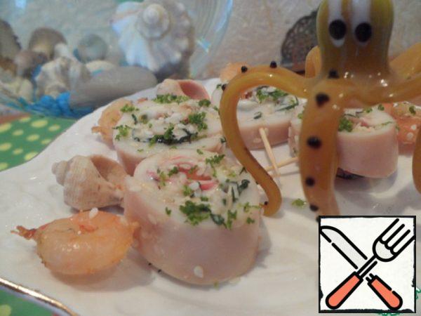 Canapes of Squid with Crab Sticks Recipe
