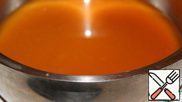 Place the tea and squeezed orange-lemon juice in a saucepan and almost bring to a boil, but do not boil.