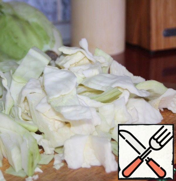 Chop the cabbage coarsely.
