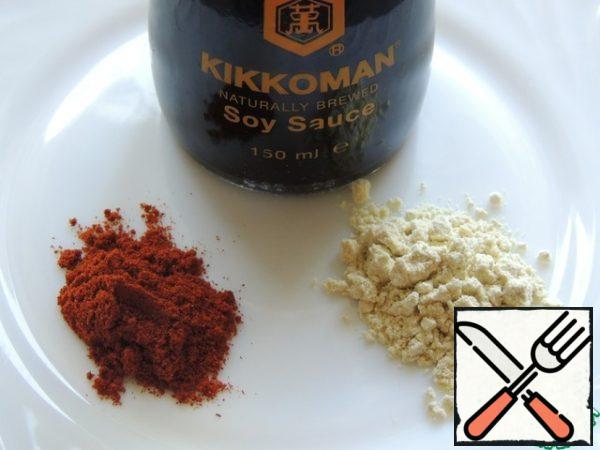 Prepare the necessary spices. The salad is prepared quickly, so you should have everything at hand.

