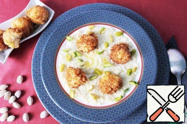 Millet Porridge with Cheese Balls and Pistachios Recipe