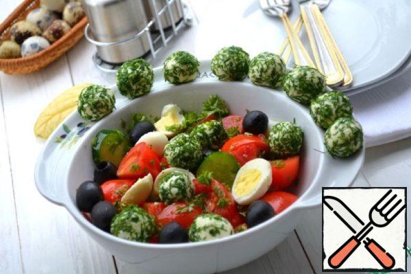 Vegetable Salad with Cheese Balls Recipe