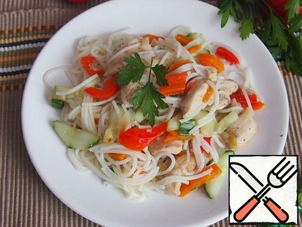 Let the salad brew for an hour. A beautiful, light, but satisfying dish is ready!