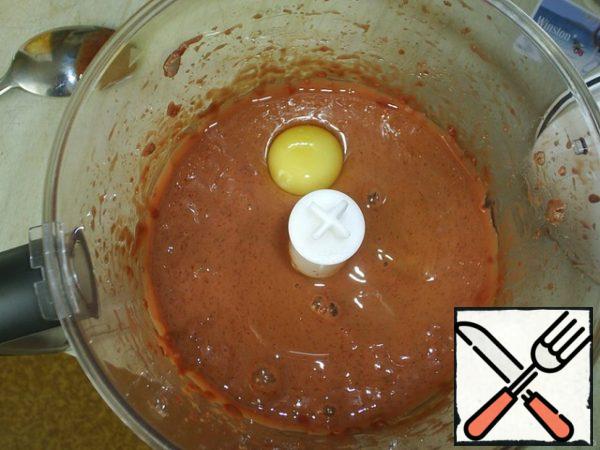 Add eggs, mix well.