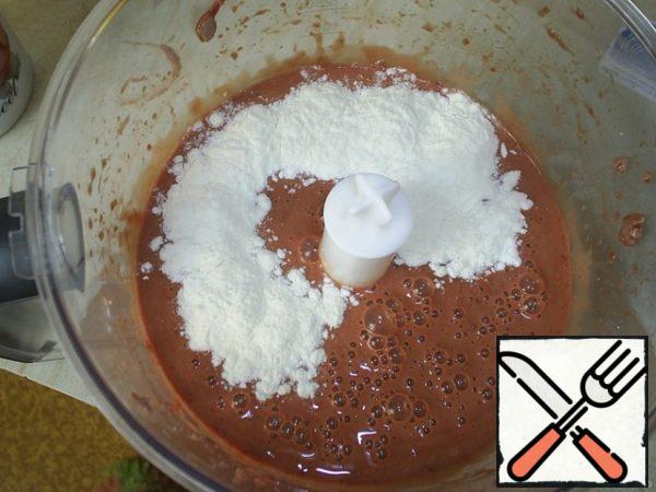 Then add flour, salt and mix.